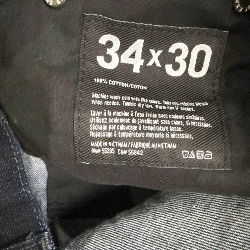 Express Men's 34x30 Rocco‎ Moto Slim Fit Skinny Leg Blue Jeans Dark Wash Denim